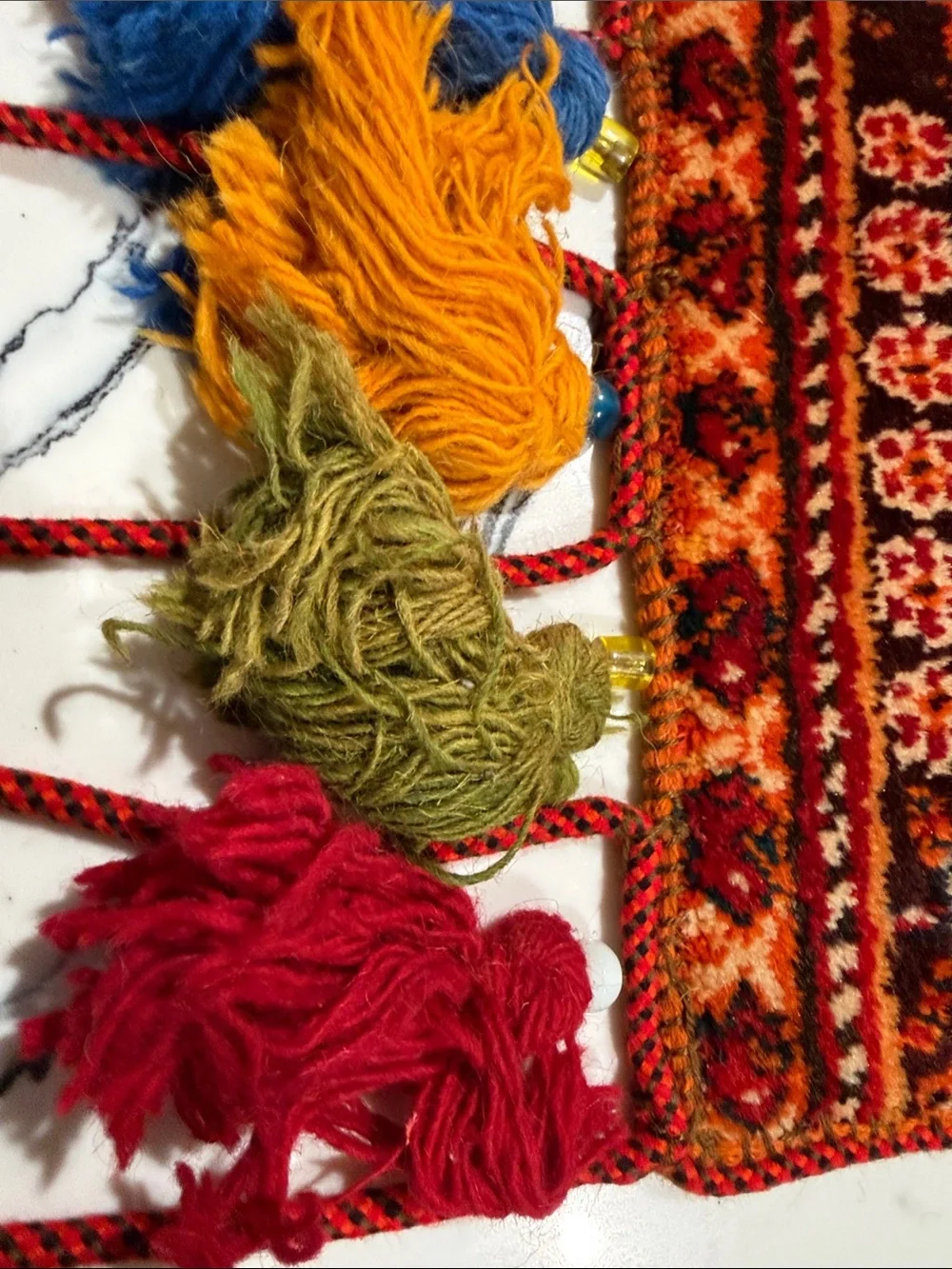 Vintage Persian Tribal Handwoven Textile / Wall Hanging with Tassels